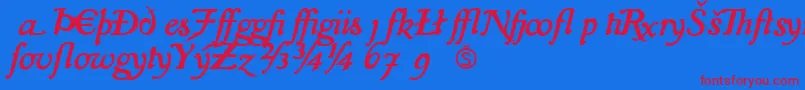 IslaExtra Font – Red Fonts on Blue Background
