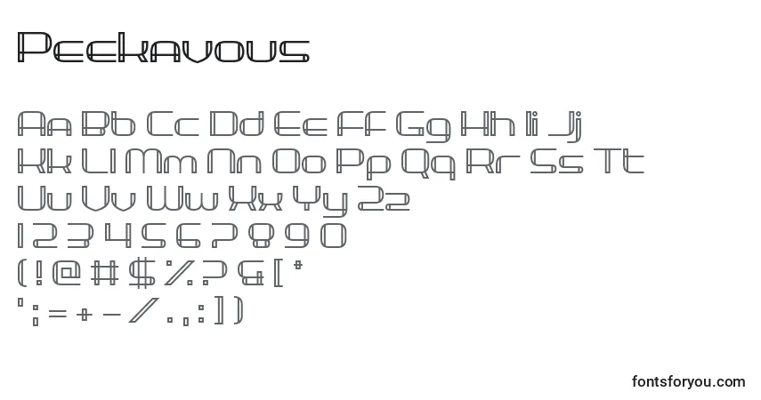 A fonte Peekavous – alfabeto, números, caracteres especiais