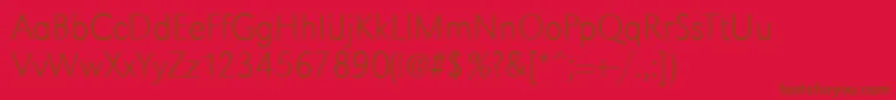 GroteskstdXlightRegular-Schriftart – Braune Schriften auf rotem Hintergrund