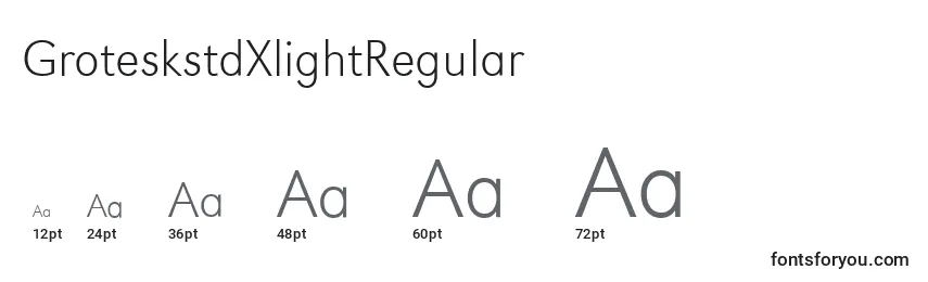 Размеры шрифта GroteskstdXlightRegular