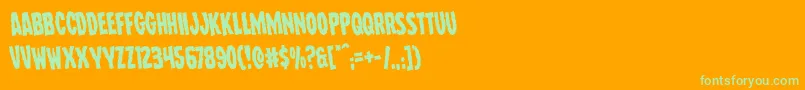 Wolfbrothersrotate-Schriftart – Grüne Schriften auf orangefarbenem Hintergrund