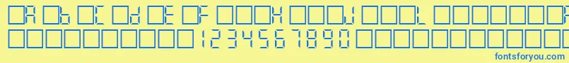 フォントFilcd – 青い文字が黄色の背景にあります。