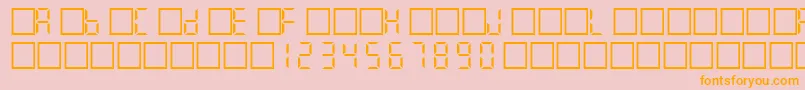 フォントFilcd – オレンジの文字がピンクの背景にあります。
