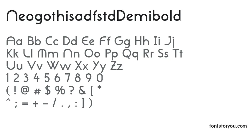 Шрифт NeogothisadfstdDemibold – алфавит, цифры, специальные символы
