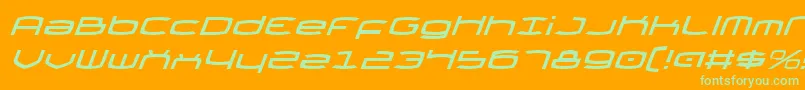ThundergodItalic-Schriftart – Grüne Schriften auf orangefarbenem Hintergrund