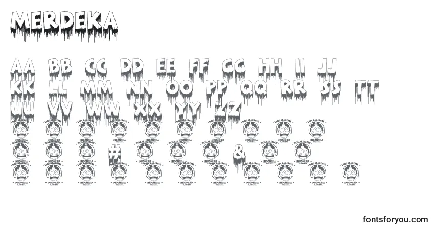 A fonte Merdeka (110515) – alfabeto, números, caracteres especiais