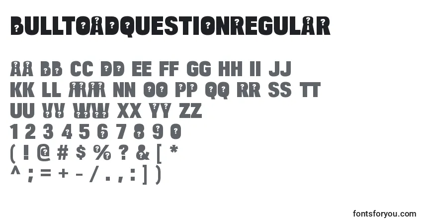 A fonte BulltoadquestionRegular – alfabeto, números, caracteres especiais