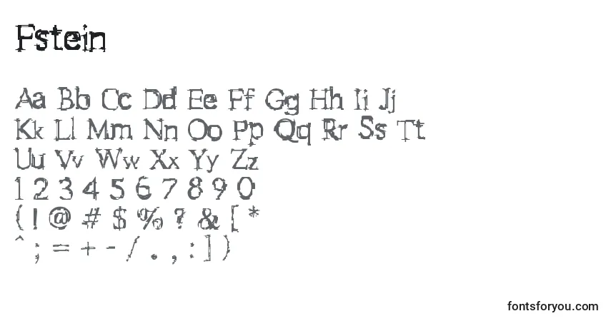 Czcionka Fstein – alfabet, cyfry, specjalne znaki