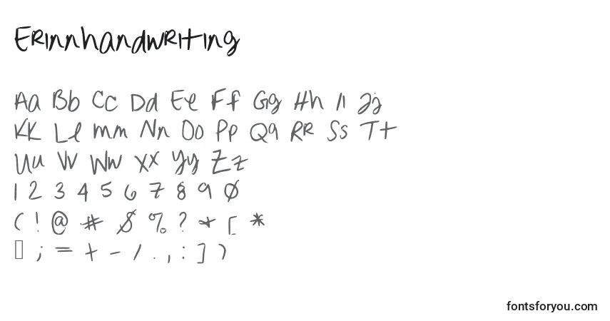 A fonte Erinnhandwriting – alfabeto, números, caracteres especiais
