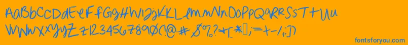 Fonte Erinnhandwriting – fontes azuis em um fundo laranja