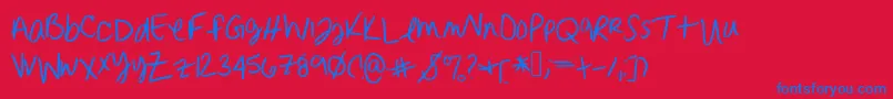 Erinnhandwriting Font – Blue Fonts on Red Background