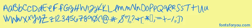 Erinnhandwriting Font – Blue Fonts on Yellow Background