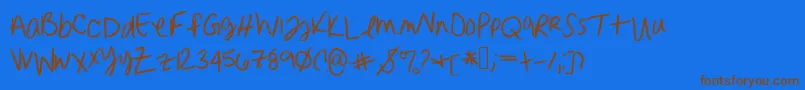Erinnhandwriting-Schriftart – Braune Schriften auf blauem Hintergrund