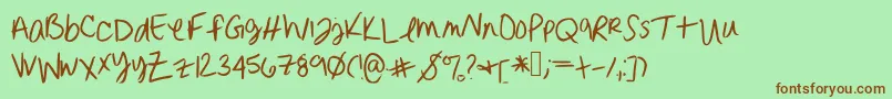 Erinnhandwriting-Schriftart – Braune Schriften auf grünem Hintergrund