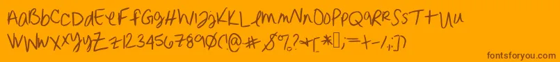 Fonte Erinnhandwriting – fontes marrons em um fundo laranja