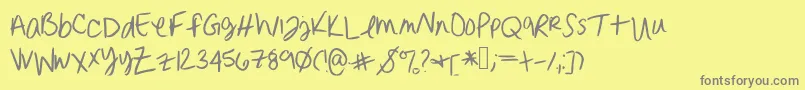 Więcej informacji o czcionce Erinnhandwriting Czcionka Erinnhandwriting – szare czcionki na żółtym tle