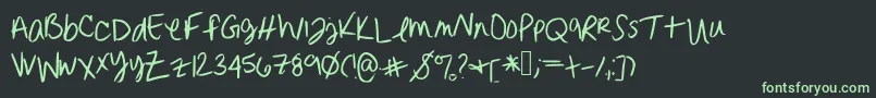 フォントErinnhandwriting – 黒い背景に緑の文字