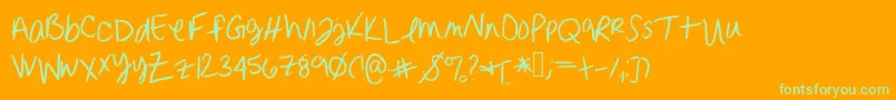 Erinnhandwriting-Schriftart – Grüne Schriften auf orangefarbenem Hintergrund