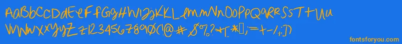 Czcionka Erinnhandwriting – pomarańczowe czcionki na niebieskim tle