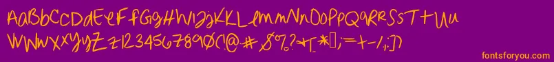 Erinnhandwriting Font – Orange Fonts on Purple Background