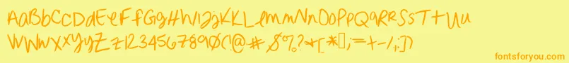 Erinnhandwriting-Schriftart – Orangefarbene Schriften auf gelbem Hintergrund