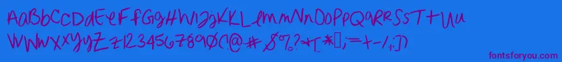 Czcionka Erinnhandwriting – fioletowe czcionki na niebieskim tle