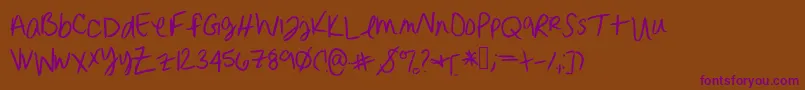 Czcionka Erinnhandwriting – fioletowe czcionki na brązowym tle