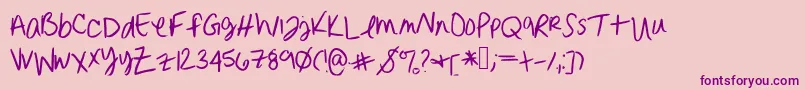 Fonte Erinnhandwriting – fontes roxas em um fundo rosa