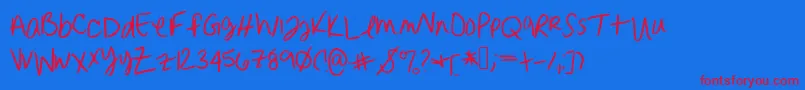 Więcej informacji o czcionce Erinnhandwriting Czcionka Erinnhandwriting – czerwone czcionki na niebieskim tle