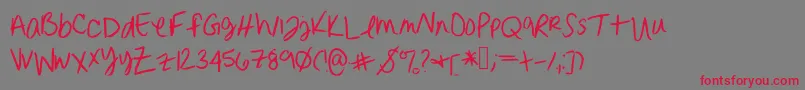 Fonte Erinnhandwriting – fontes vermelhas em um fundo cinza