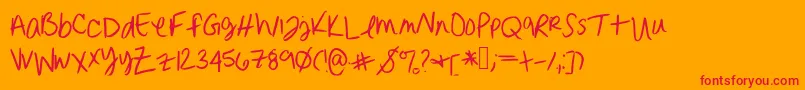 Erinnhandwriting Font – Red Fonts on Orange Background