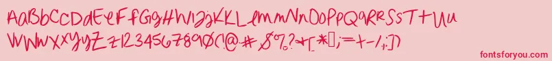 Erinnhandwriting Font – Red Fonts on Pink Background