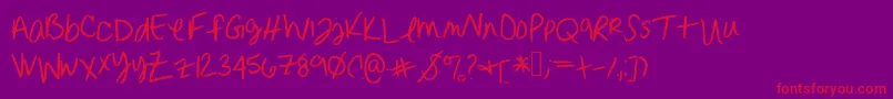 Czcionka Erinnhandwriting – czerwone czcionki na fioletowym tle