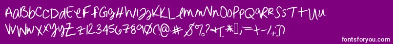 Erinnhandwriting-fontti – valkoiset fontit violetilla taustalla