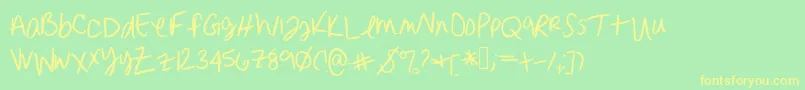 Erinnhandwriting-Schriftart – Gelbe Schriften auf grünem Hintergrund
