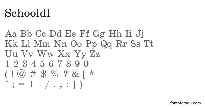 Schriftart Schooldl – Alphabet, Zahlen, spezielle Symbole