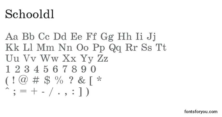 Schooldl-fontti – aakkoset, numerot, erikoismerkit