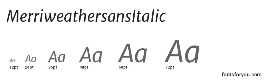 Размеры шрифта MerriweathersansItalic