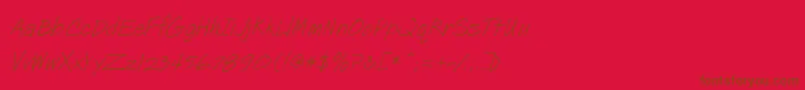 PostNote-Schriftart – Braune Schriften auf rotem Hintergrund