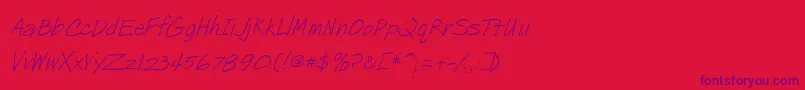PostNote Font – Purple Fonts on Red Background