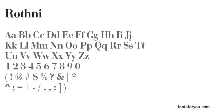 A fonte Rothni – alfabeto, números, caracteres especiais