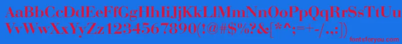 Rothni-Schriftart – Rote Schriften auf blauem Hintergrund