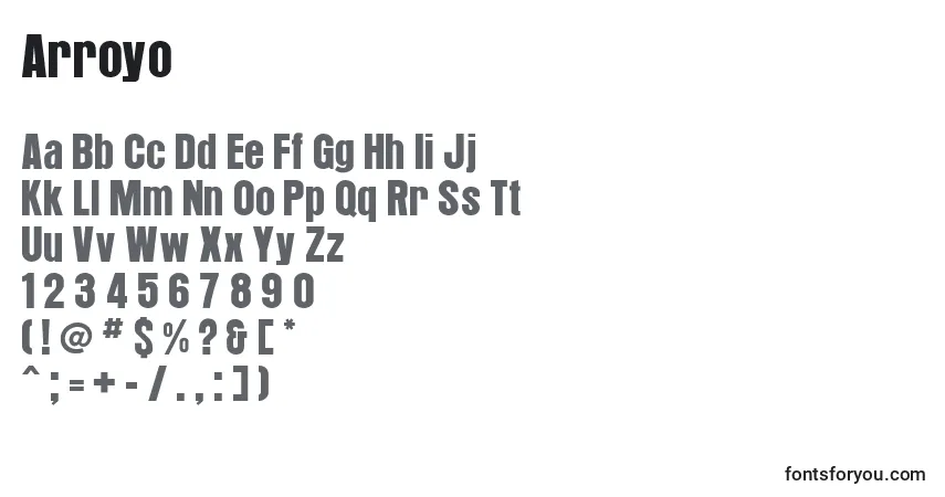 A fonte Arroyo – alfabeto, números, caracteres especiais