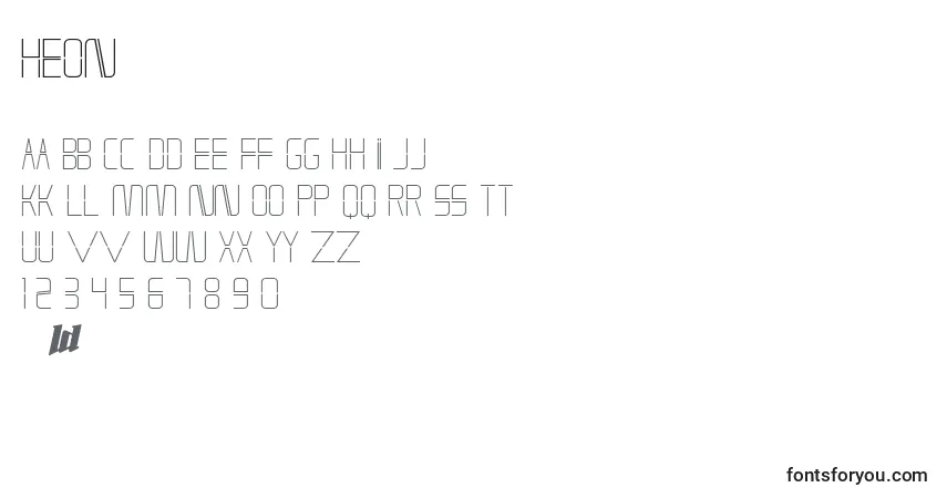 Schriftart Heon – Alphabet, Zahlen, spezielle Symbole