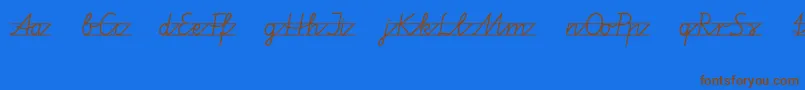 フォントVamiba – 茶色の文字が青い背景にあります。