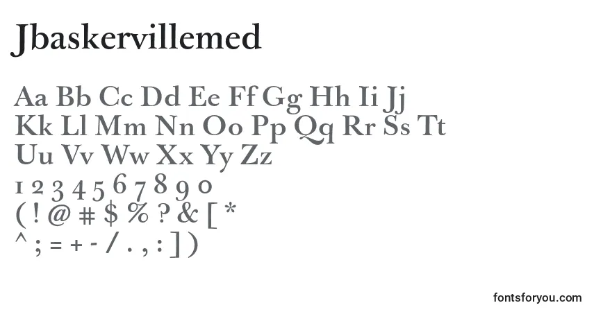 Czcionka Jbaskervillemed – alfabet, cyfry, specjalne znaki