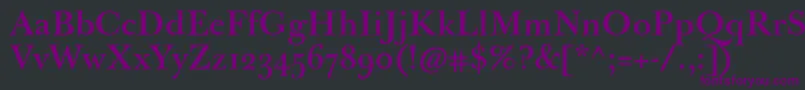 フォントJbaskervillemed – 黒い背景に紫のフォント