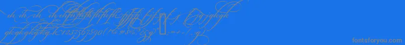 BickhamScriptAltTwo-Schriftart – Graue Schriften auf blauem Hintergrund