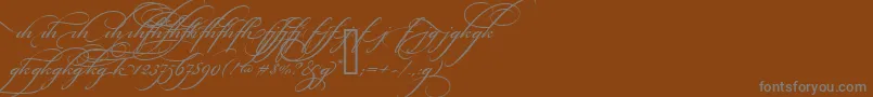 BickhamScriptAltTwo-Schriftart – Graue Schriften auf braunem Hintergrund