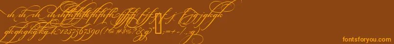 BickhamScriptAltTwo-Schriftart – Orangefarbene Schriften auf braunem Hintergrund